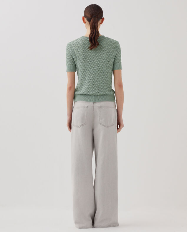 Kurzärmliger Pullover aus Leinen J510 jadeite green