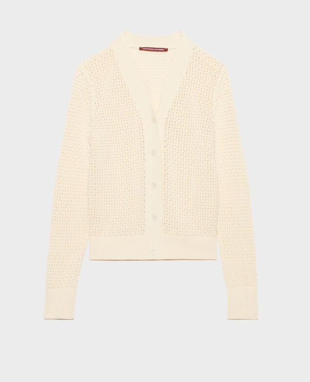 Lochmuster-Cardigan aus Baumwolle 0401 ivory
