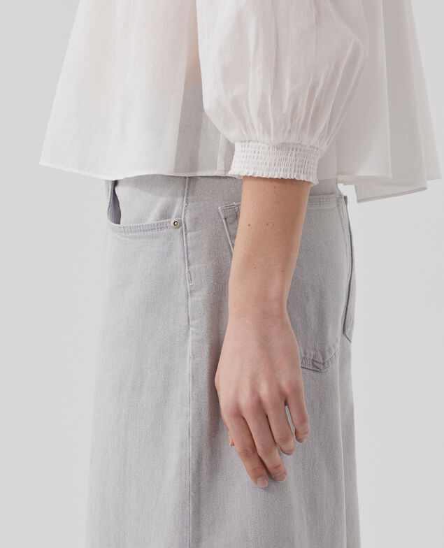 Bluse aus Baumwollvoile H013 gardenia