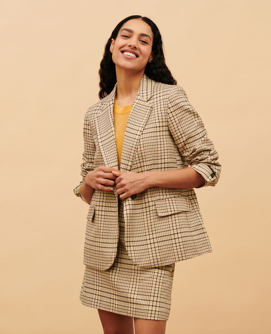 Blazer aus Mischbaumwolle 0400 CREAM CHECKS