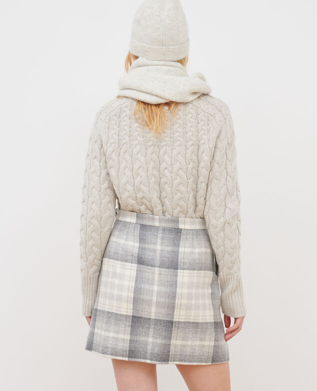 Kurzer Rock aus Mischwolle A003 white check