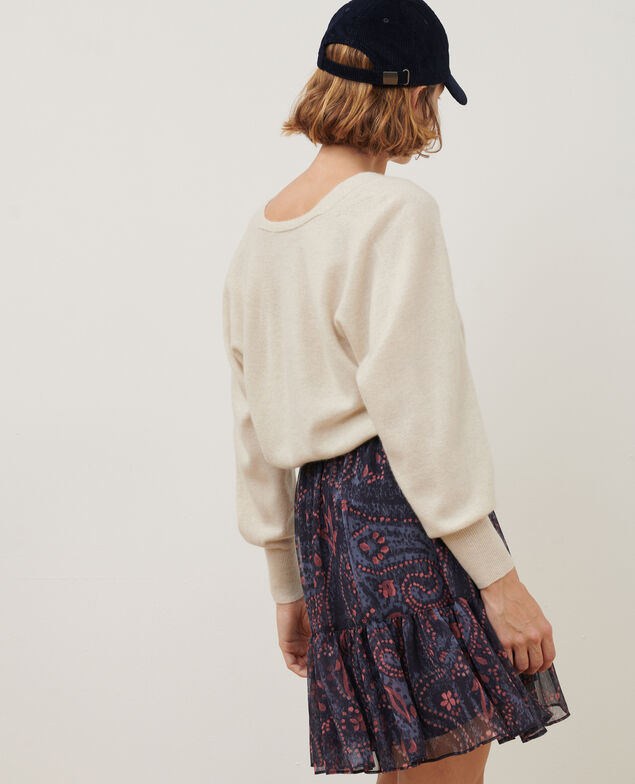 Pullover mit V-Ausschnitt aus Kaschmir A009 white knit