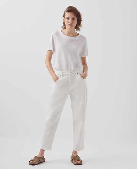 AMANDINE - T-Shirt mit Rundhalsausschnitt aus Leinen 00 white 2ste055f05