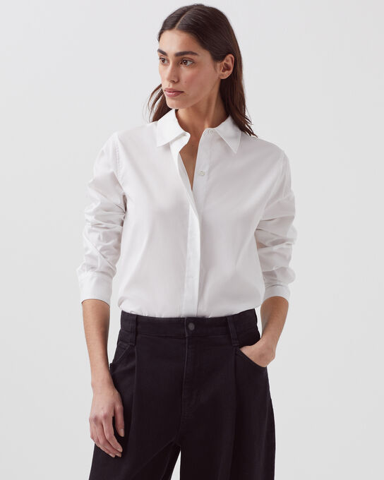 Bluse aus Baumwoll-Popelin 0007 WHITE