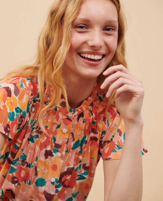 Fließende gemusterte Bluse 0230 FAUVE ORANGE