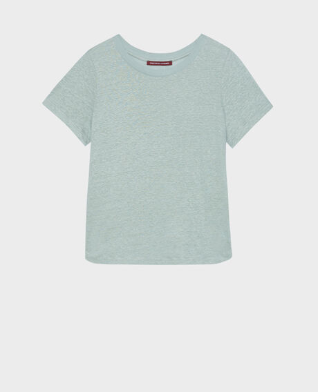 AMANDINE - T-Shirt mit Rundhalsausschnitt aus Leinen 50 green 2ste055f05
