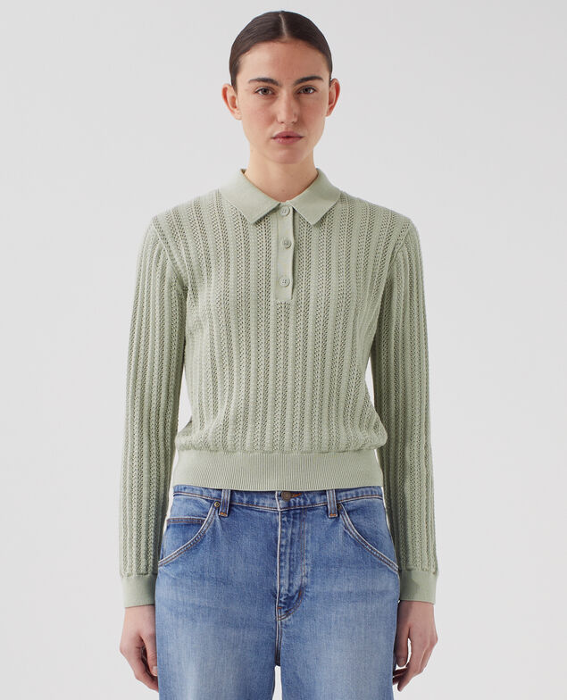 Baumwollpullover mit Polokragen U520 green