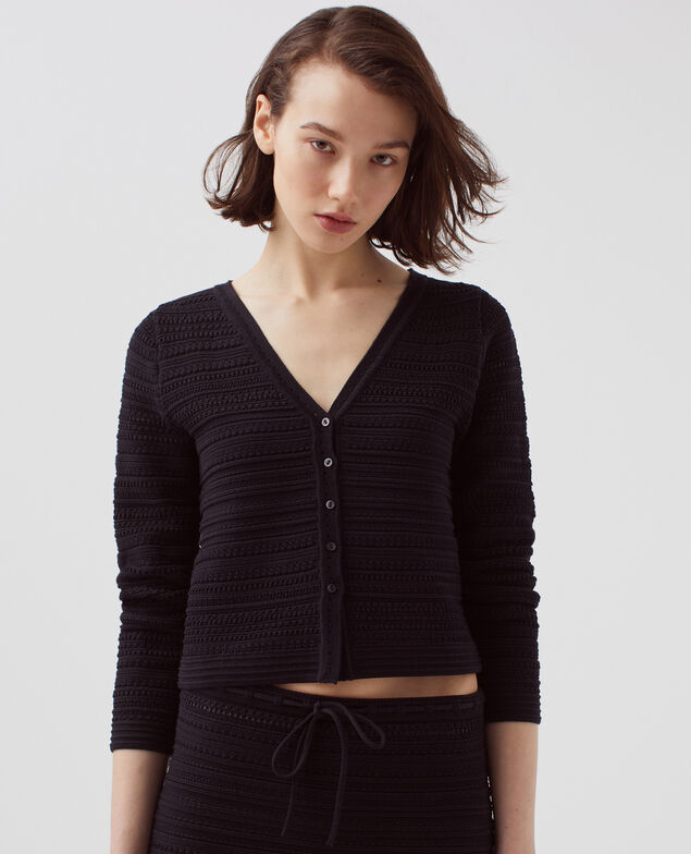 Häkel-Cardigan aus Baumwolle H091 black beauty