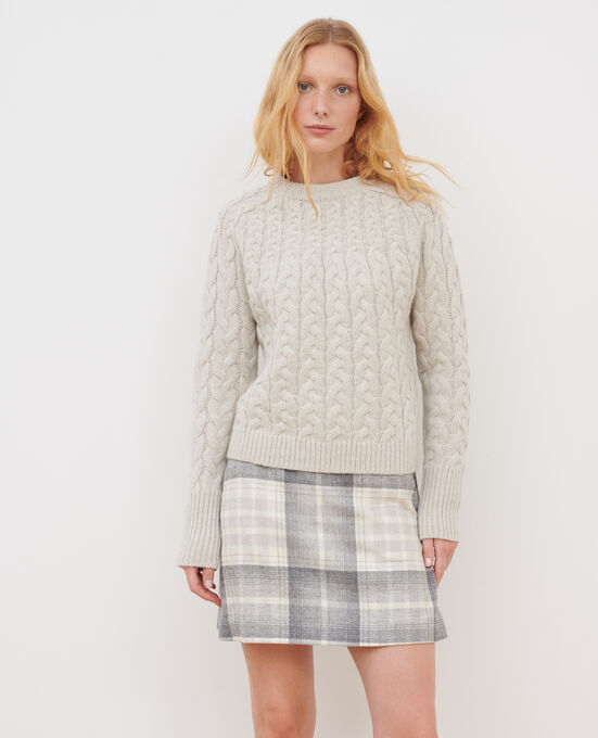 Pullover mit Rundhalsausschnitt aus Merinowolle A009 WHITE KNIT
