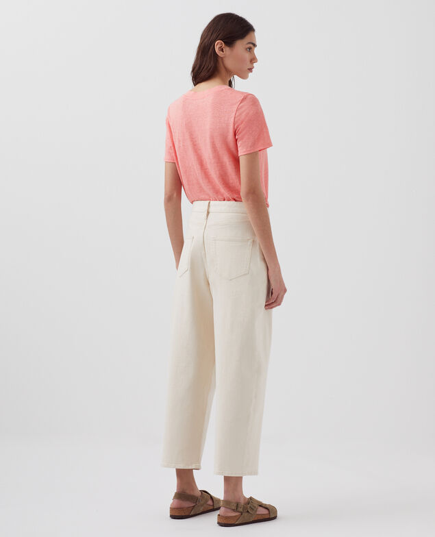 SARAH - T-Shirt mit V-Ausschnitt aus Leinen H101 silver pink