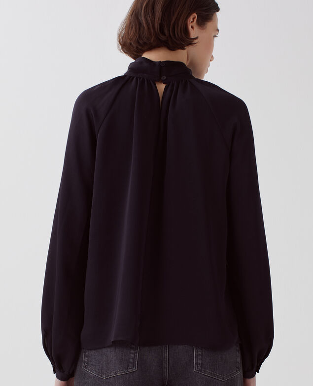 Fließend fallende Bluse mit seidigem Griff H091 black beauty