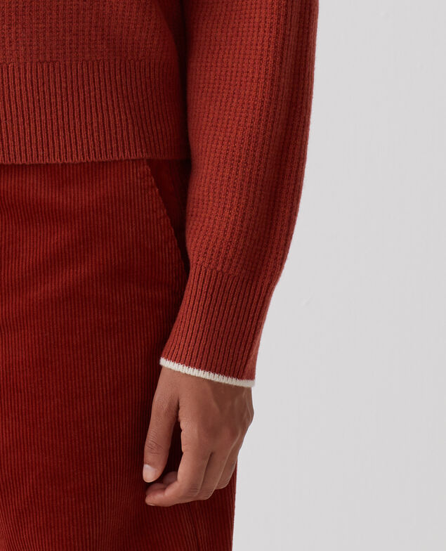Rollkragenpullover mit Reißverschluss aus Wolle U270 orange