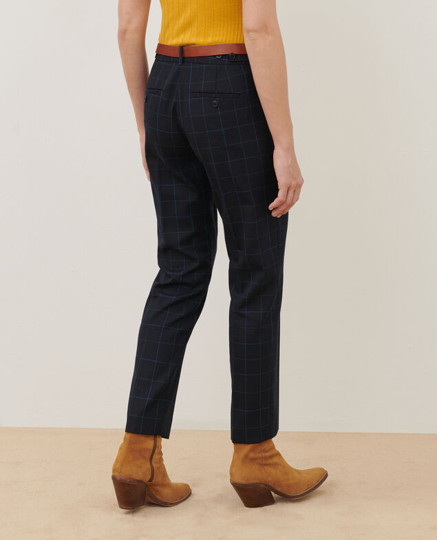 MARGUERITE - Zigarettenhose aus Wolle A694 navy check