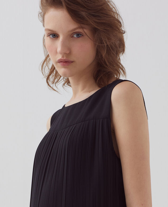 Fließendes kurzes Plissee-Kleid H091 black beauty