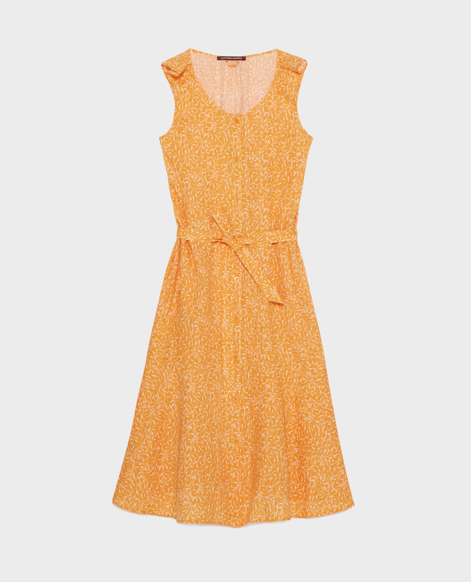 Ausgestelltes Kleid aus Leinen 91 print orange 2sdr183f04