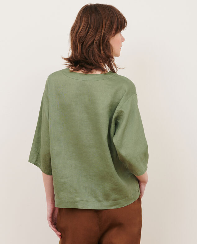 Tunesische Bluse aus Leinen 52 green
