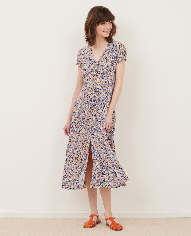 LUDIVINE - Langes fließendes Kleid 116 print blue