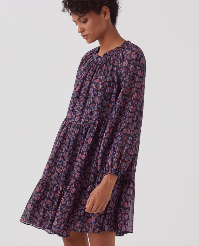 Kurzes Kleid mit fließendem Fall I691 indienne navy