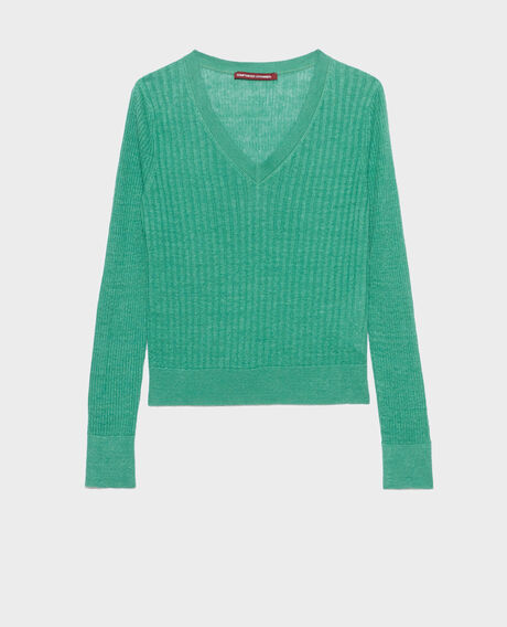 Strukturierter Pullover aus Leinen 0542 pine green 3sju191l01