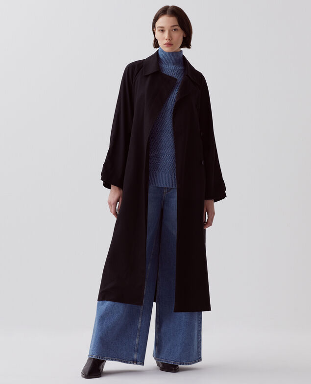 CATHERINE - Langer Trenchcoat mit fließendem Fall H091 black beauty