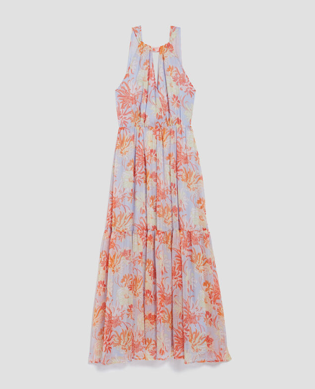 Langes fließendes Kleid H603 dahlia blue