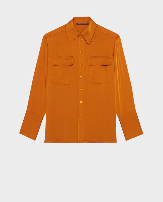 Oversize-Herrenhemd aus Satin 6024 sudan brwn