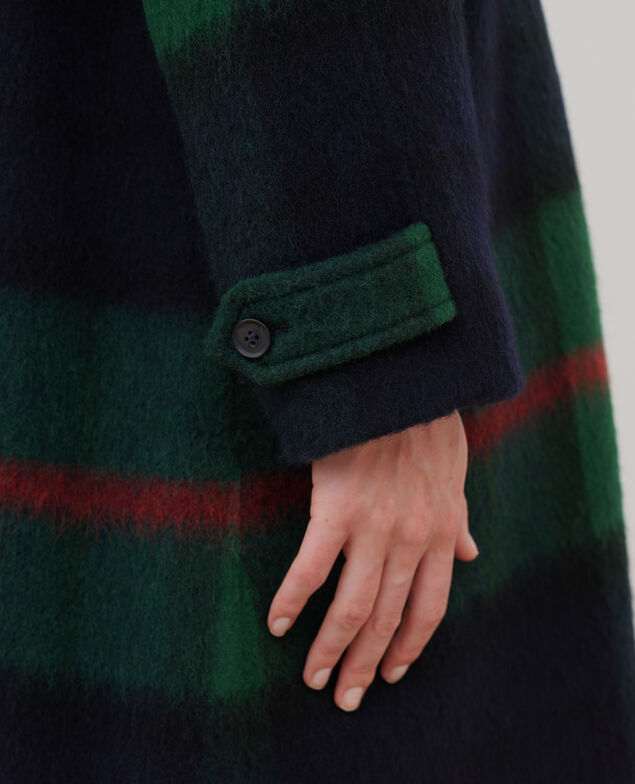 Langer Mantel aus Mischwolle A551 green check