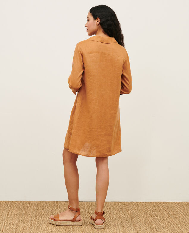 DAISY - Weites Kleid aus Leinen 0320 almond brown 3sdr016f04