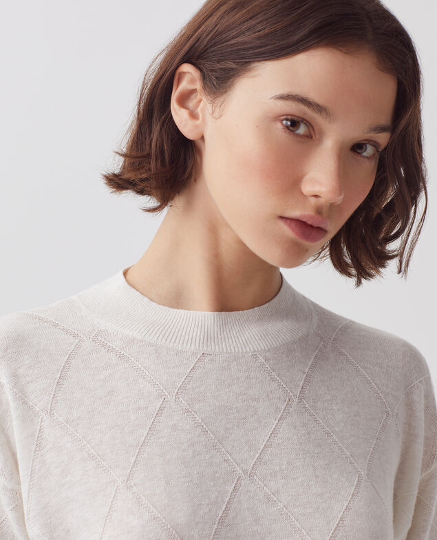 Kurzer Kurzarmpullover H013 gardenia