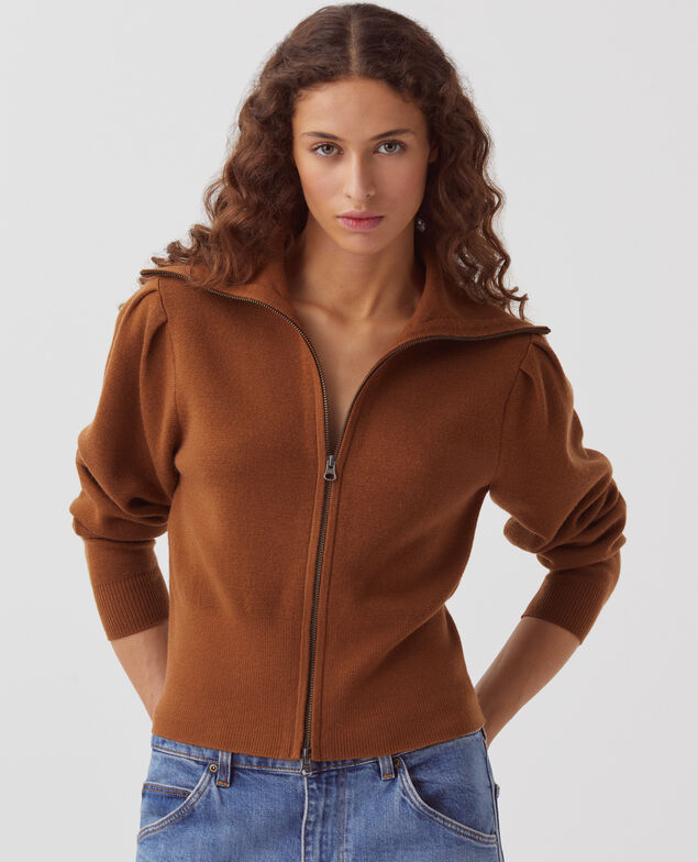 Cardigan aus Merinowolle mit Reißverschluss I360 brown