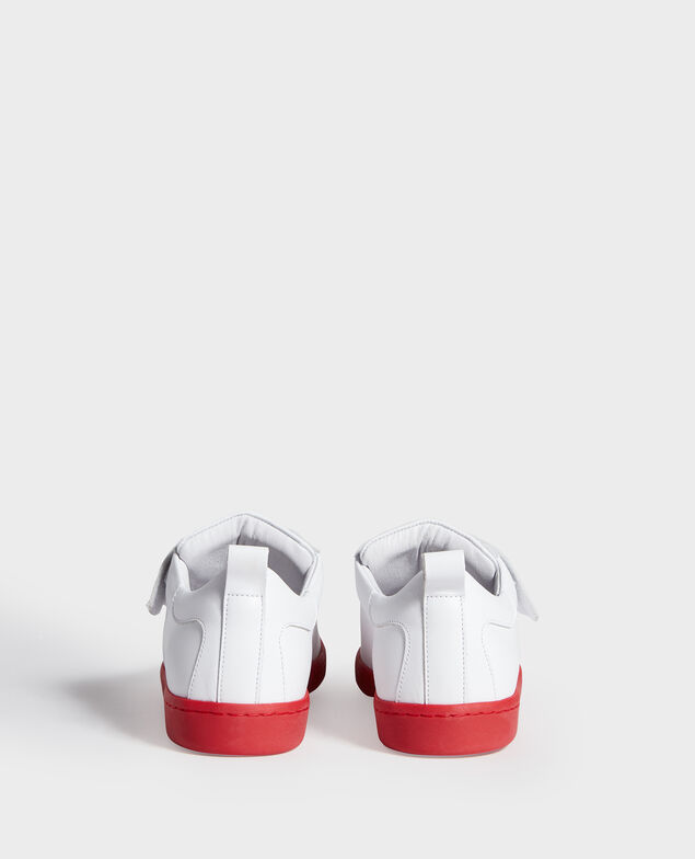 Sneakers aus Leder mit Klettlaschen White fiery red