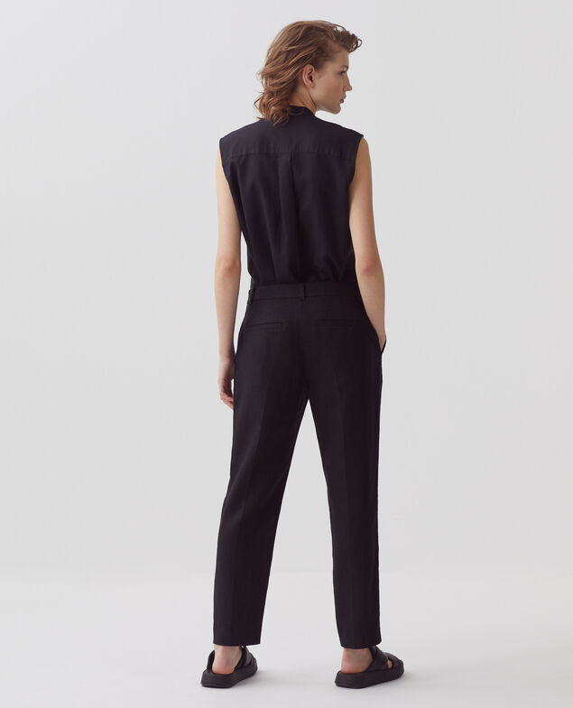 MARGUERITE - Zigarettenhose aus Leinen H091 black beauty