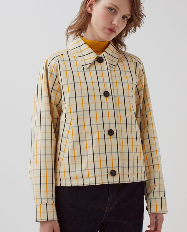 Kurze Jacke  I305 check beige