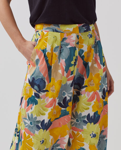 YVONNE - Weite Hose aus Baumwolle 0430 palmeraie yellow 3spa290c10
