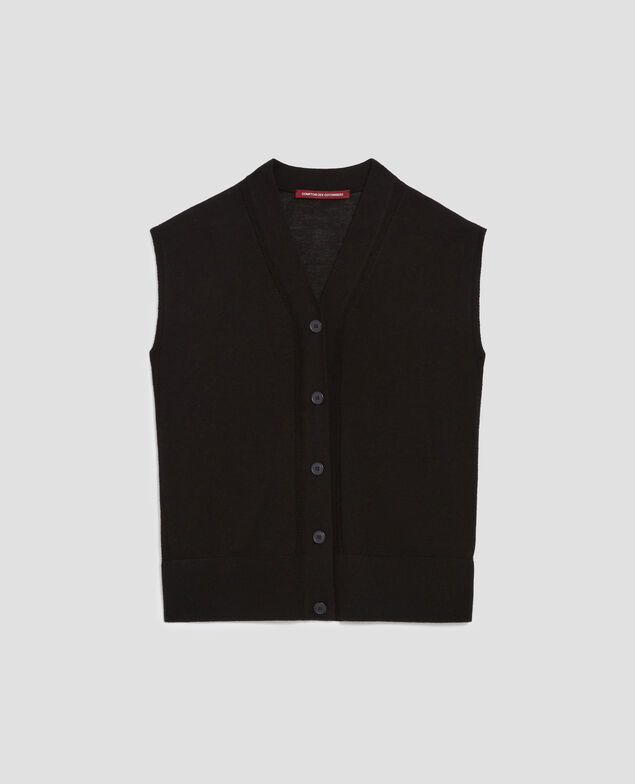 Ärmellose Weste aus Wolle und Seide H091 black beauty