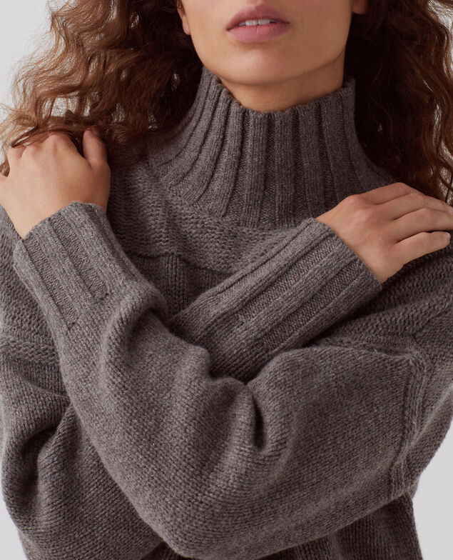Rollkragenpullover aus Wolle I040 steeple gray
