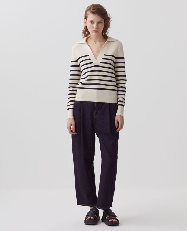 Pullover im Marinelook aus Merinowolle