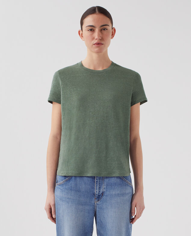 AMANDINE - T-Shirt mit Rundhalsausschnitt aus Baumwolle U570 olive