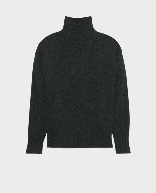 Pullover mit hohem Kragen aus Schurwolle 8844 55 green 2wju131w25