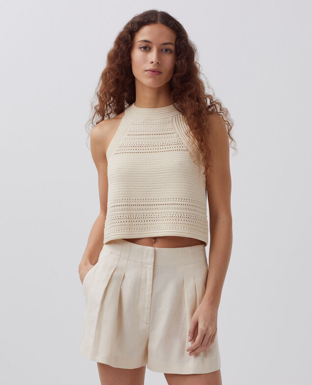Faltenshorts aus Leinen H303 white swan