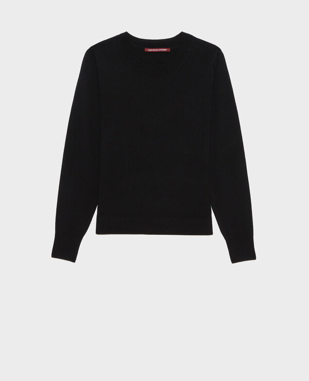 Pullover mit Rundhalsausschnitt aus Merinowolle Black beauty