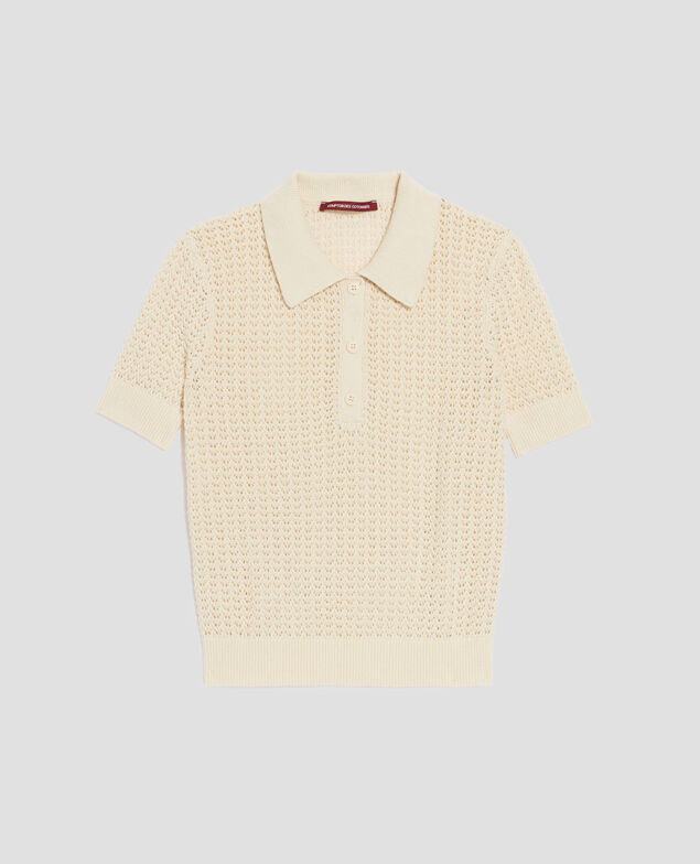 Pullover mit Polokragen und kurzen Ärmeln H304 albore