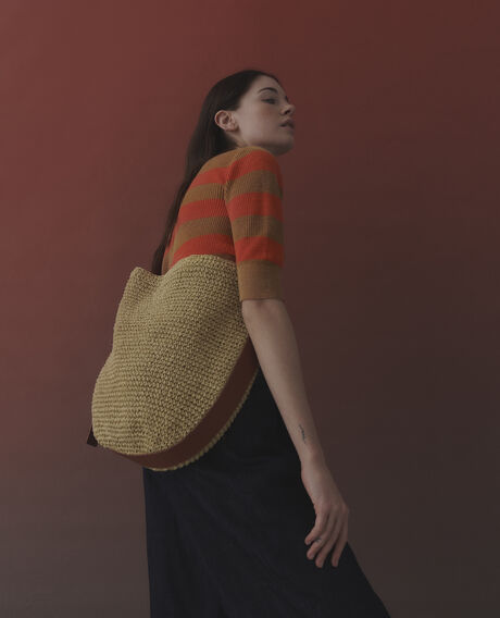 Handgehäkelte Basttasche aus Papier 7003 30 natural 3sba078