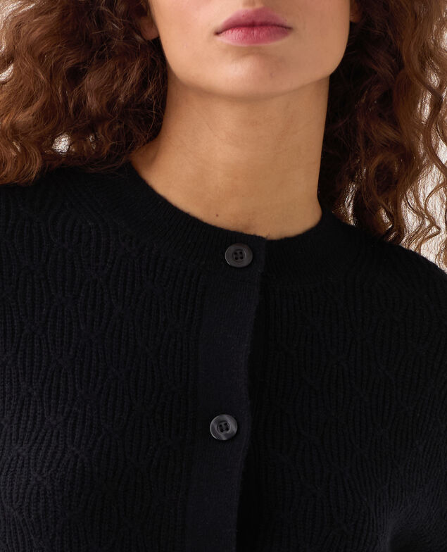 Cardigan mit Zierstrick H091 black beauty