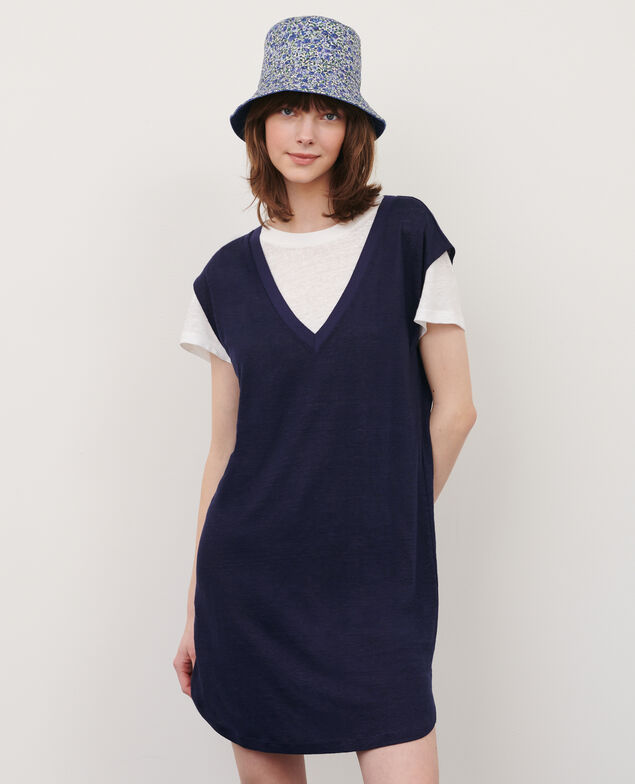Kurzes Kleid aus Leinen 68 blue 2sdj350f05