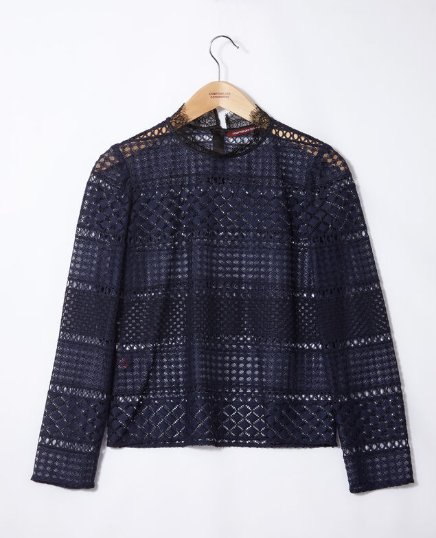  Bluse aus Ajourspitze Peacoat