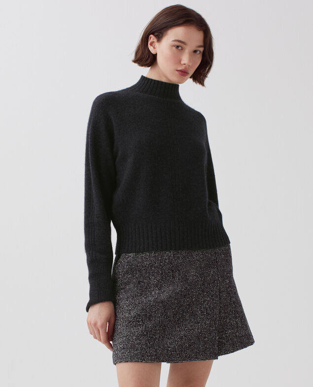Pullover mit hohem Kragen aus Kaschmir I080 moonless gray