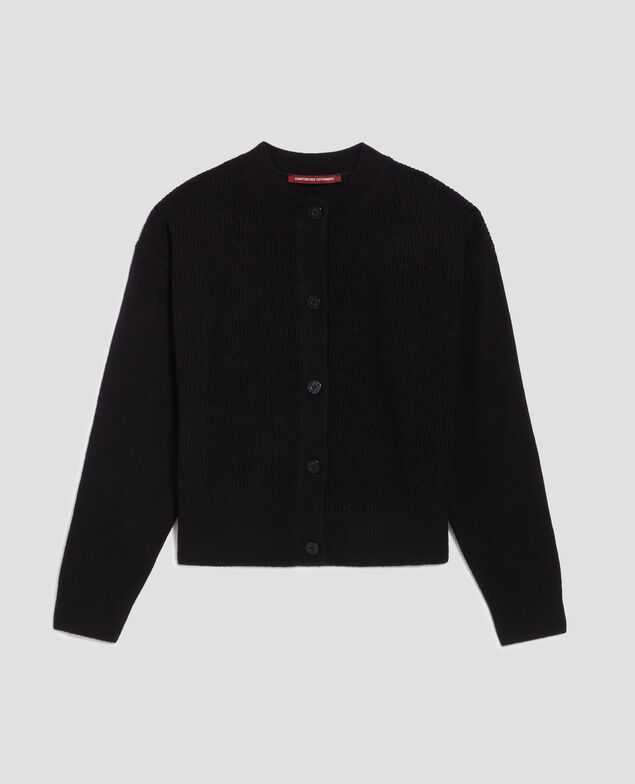 Cardigan mit Zierstrick H091 black beauty