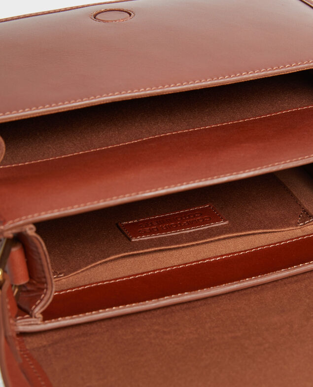 Beuteltasche aus Leder Camel