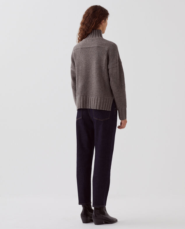 Rollkragenpullover aus Wolle I040 steeple gray